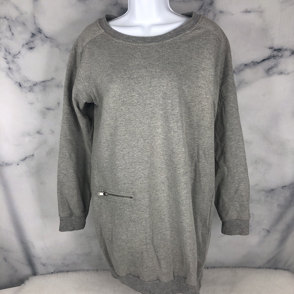 Ellison Women Gray Pullover Sweater Medium 1/4 Zipper On Back